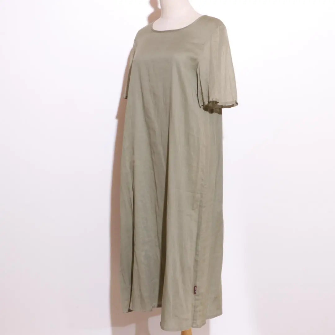 Beautiful Fair Trade FAIR TRADE Dress Knee-length Short Sleeve Plain Khaki F [29]