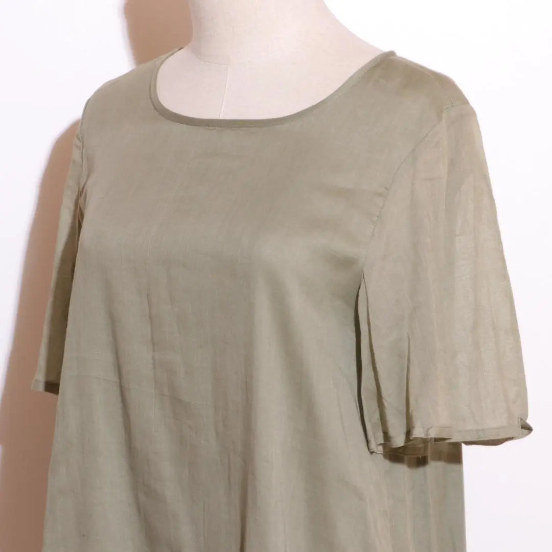 Beautiful Fair Trade FAIR TRADE Dress Knee-length Short Sleeve Plain Khaki F [29]