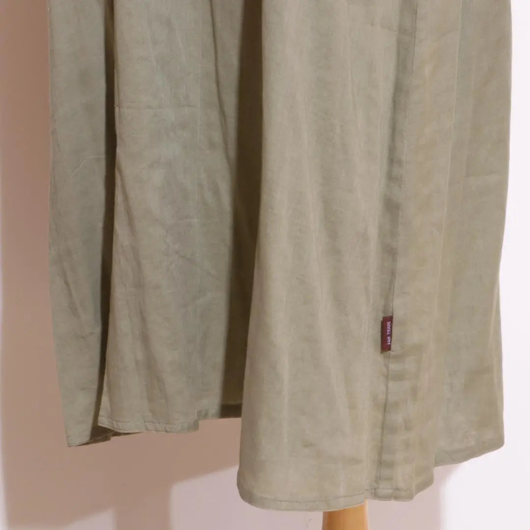 Beautiful Fair Trade FAIR TRADE Dress Knee-length Short Sleeve Plain Khaki F [29]