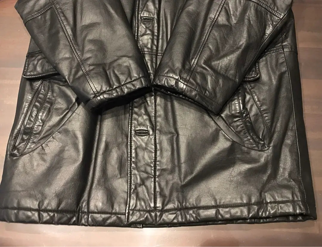 Chaqueta vintage de piel de vacuno auténtica, suave, vintage, negra, negra, M, lujo