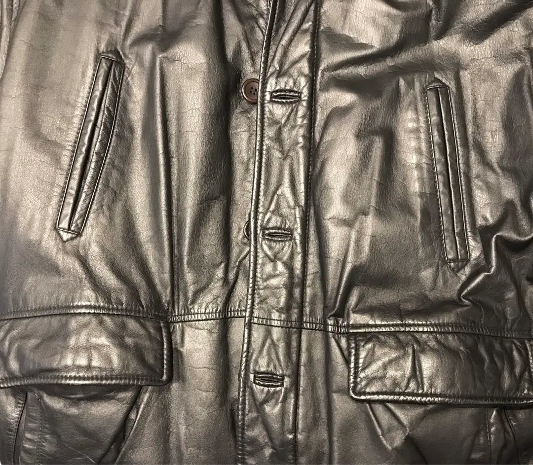 Vintage genuine leather cowhide leather jacket soft vintage black black M luxury