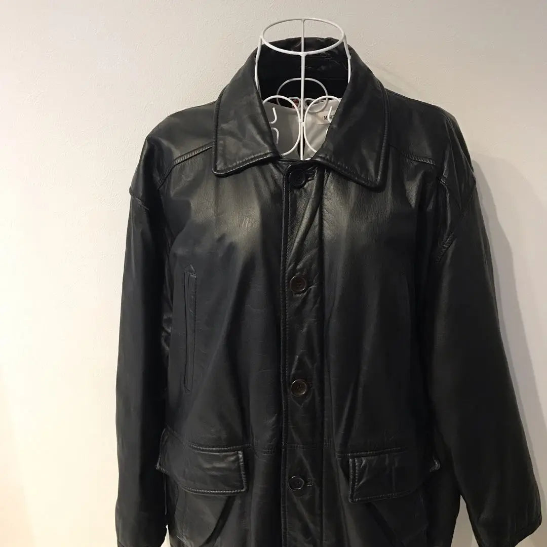 Vintage genuine leather cowhide leather jacket soft vintage black black M luxury