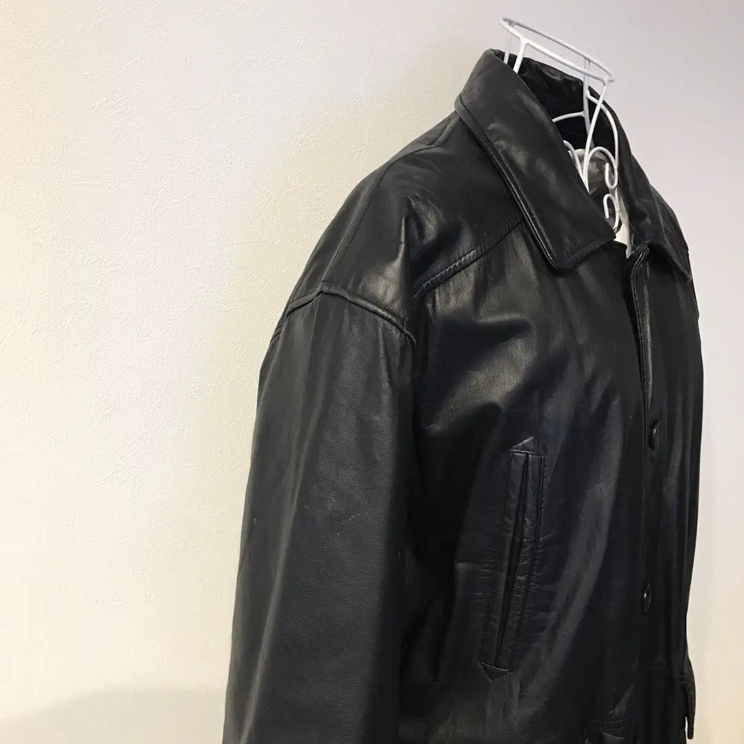 Vintage genuine leather cowhide leather jacket soft vintage black black M luxury