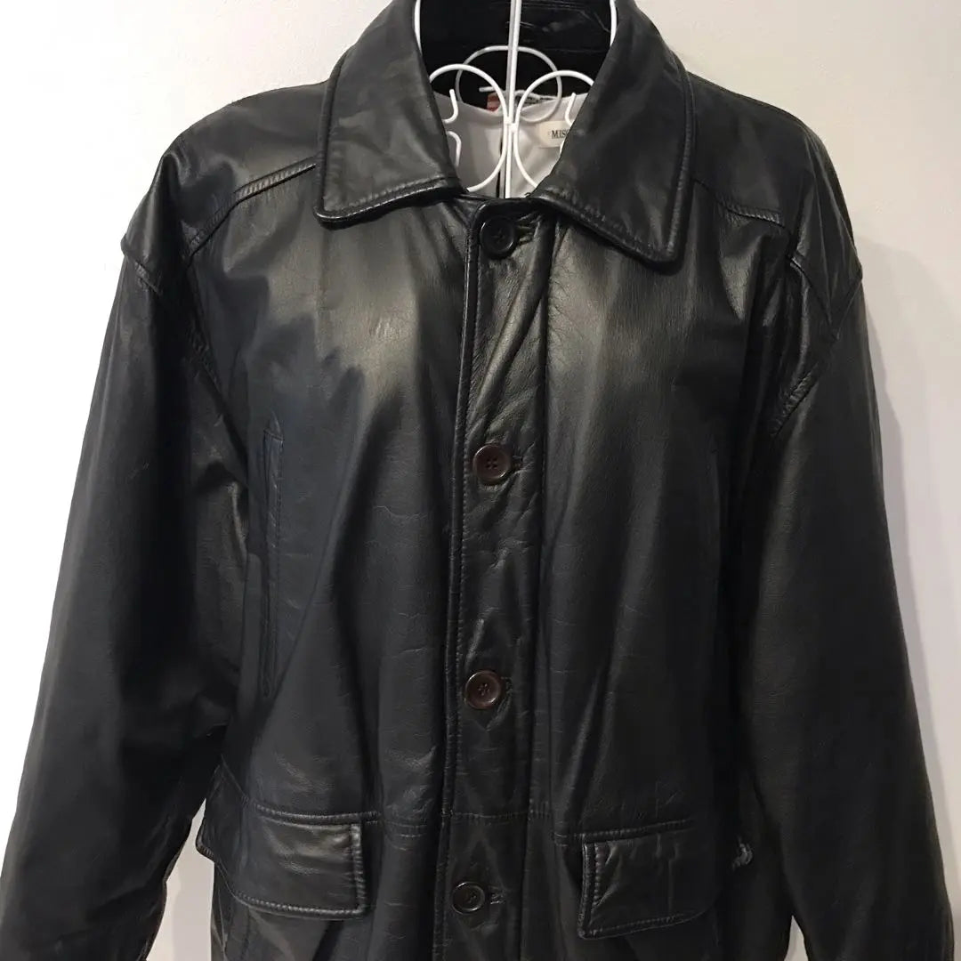 Vintage genuine leather cowhide leather jacket soft vintage black black M luxury