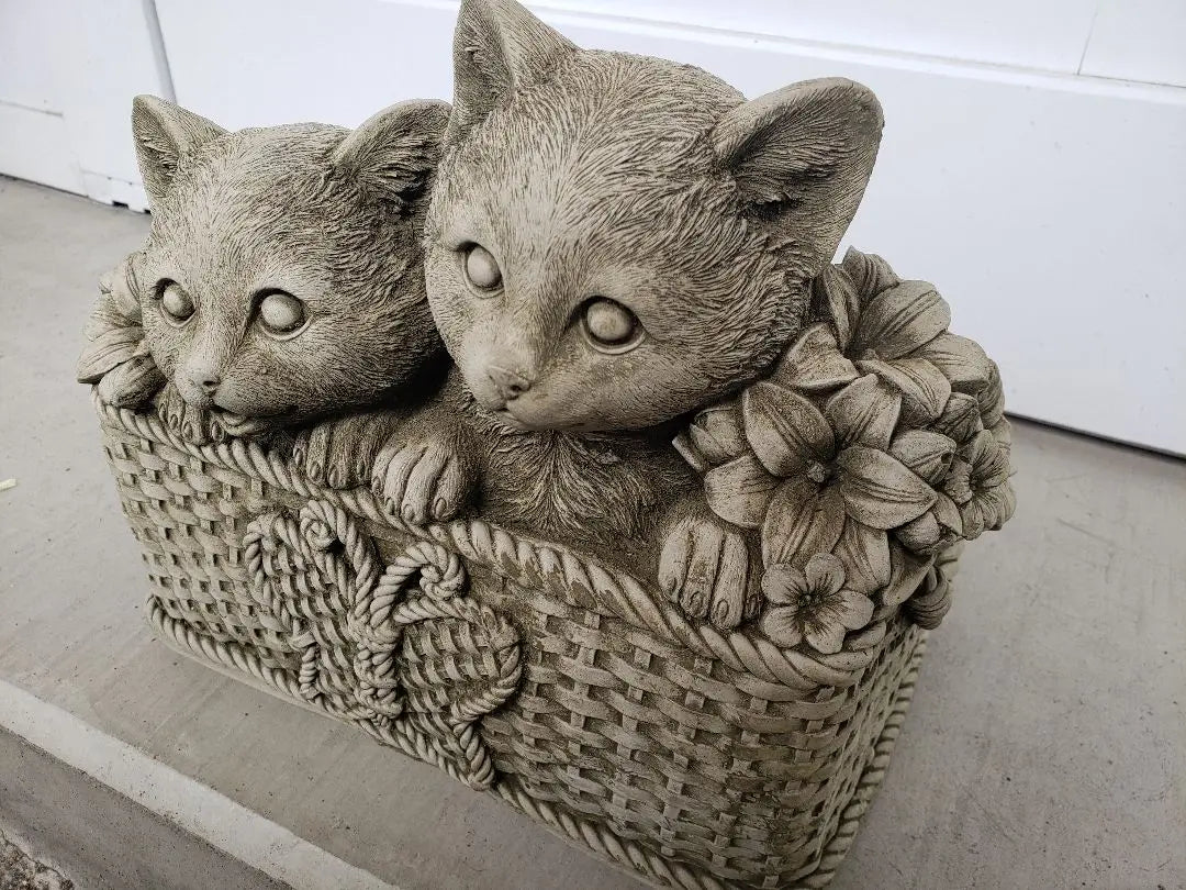 British stone object cat figurine | イギリス　ストーンオブジェ　猫の置物