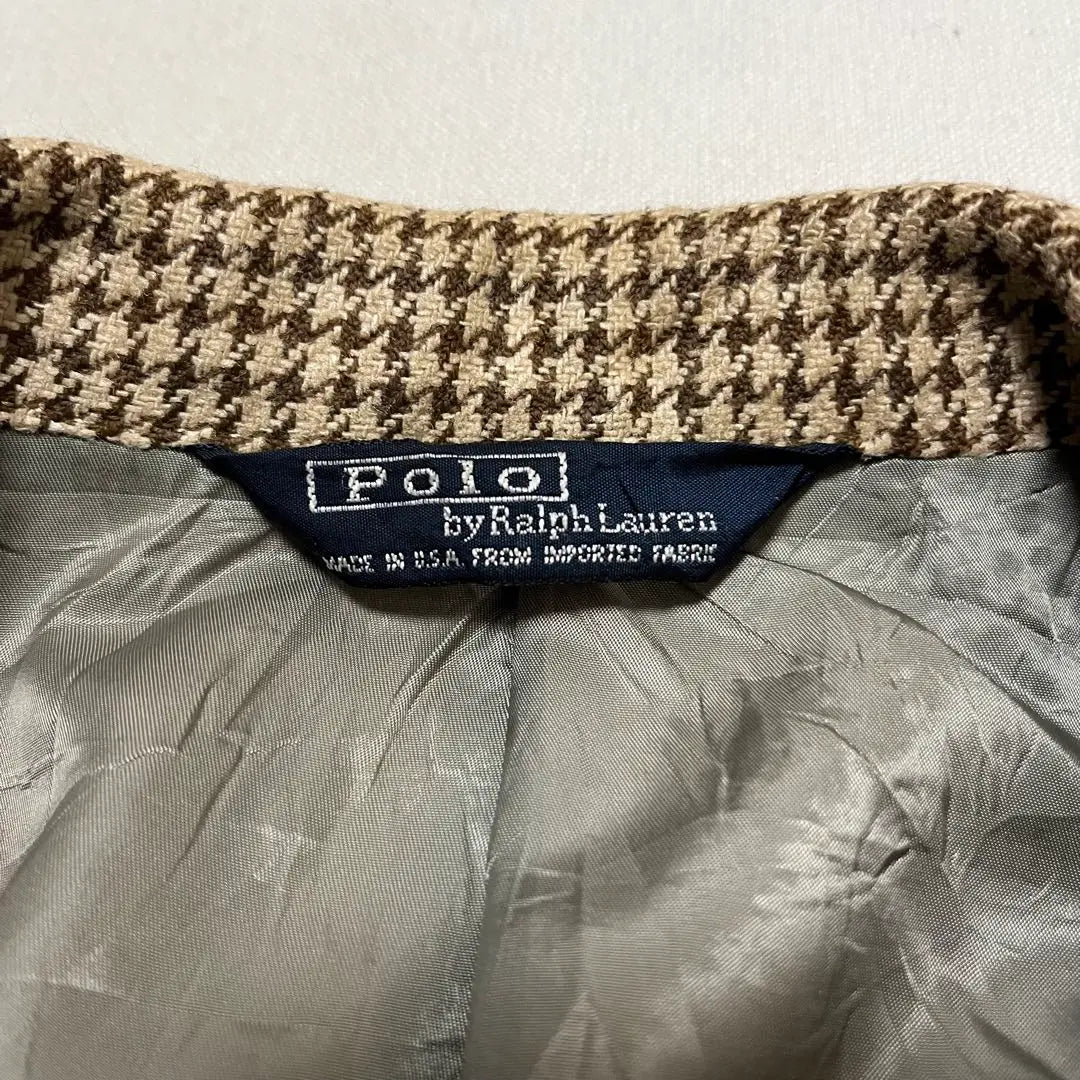 [POLO RALPHLAUREN] 80s USA made tailored JKT houndstooth