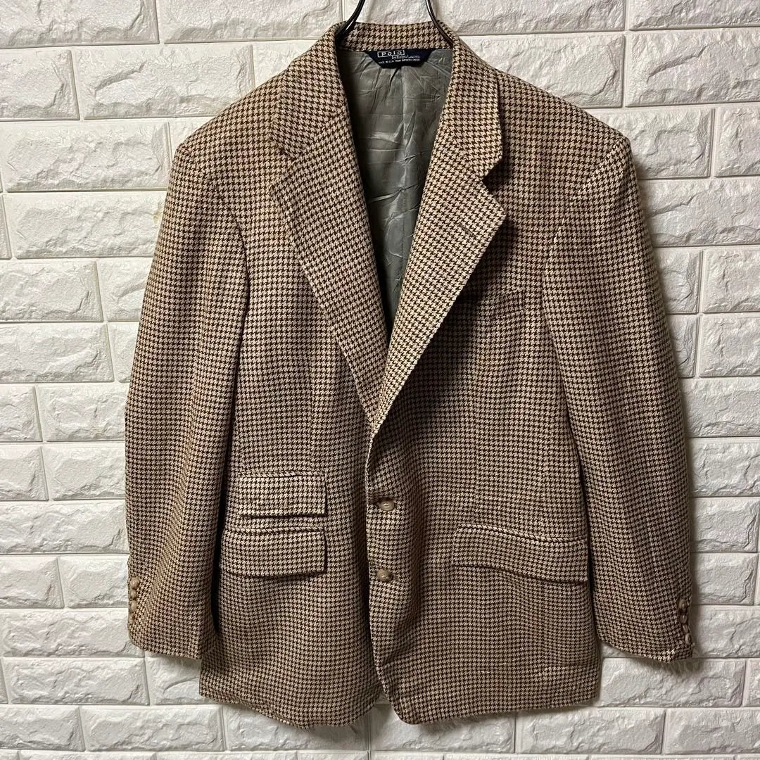 [POLO RALPHLAUREN] 80s USA made tailored JKT houndstooth