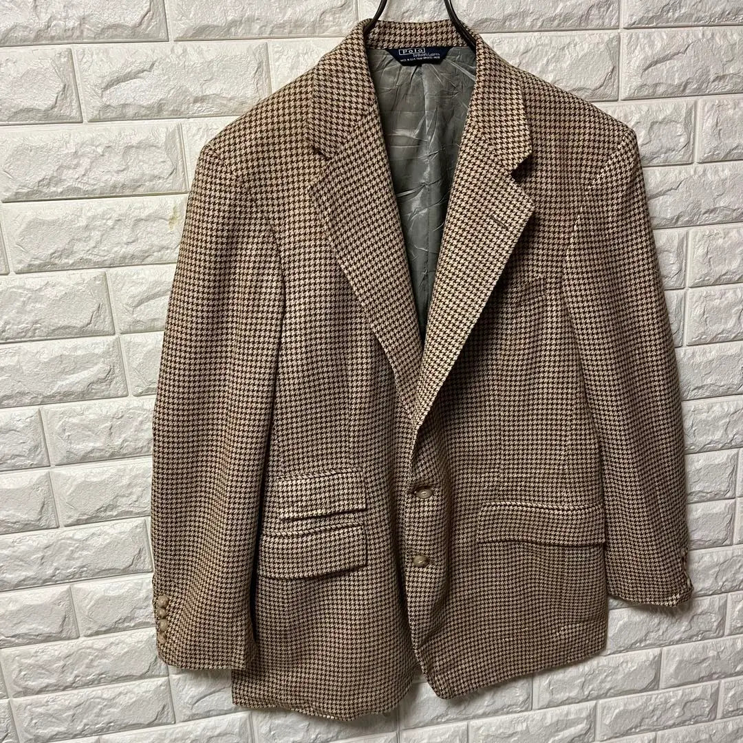 [POLO RALPHLAUREN] 80s USA made tailored JKT houndstooth