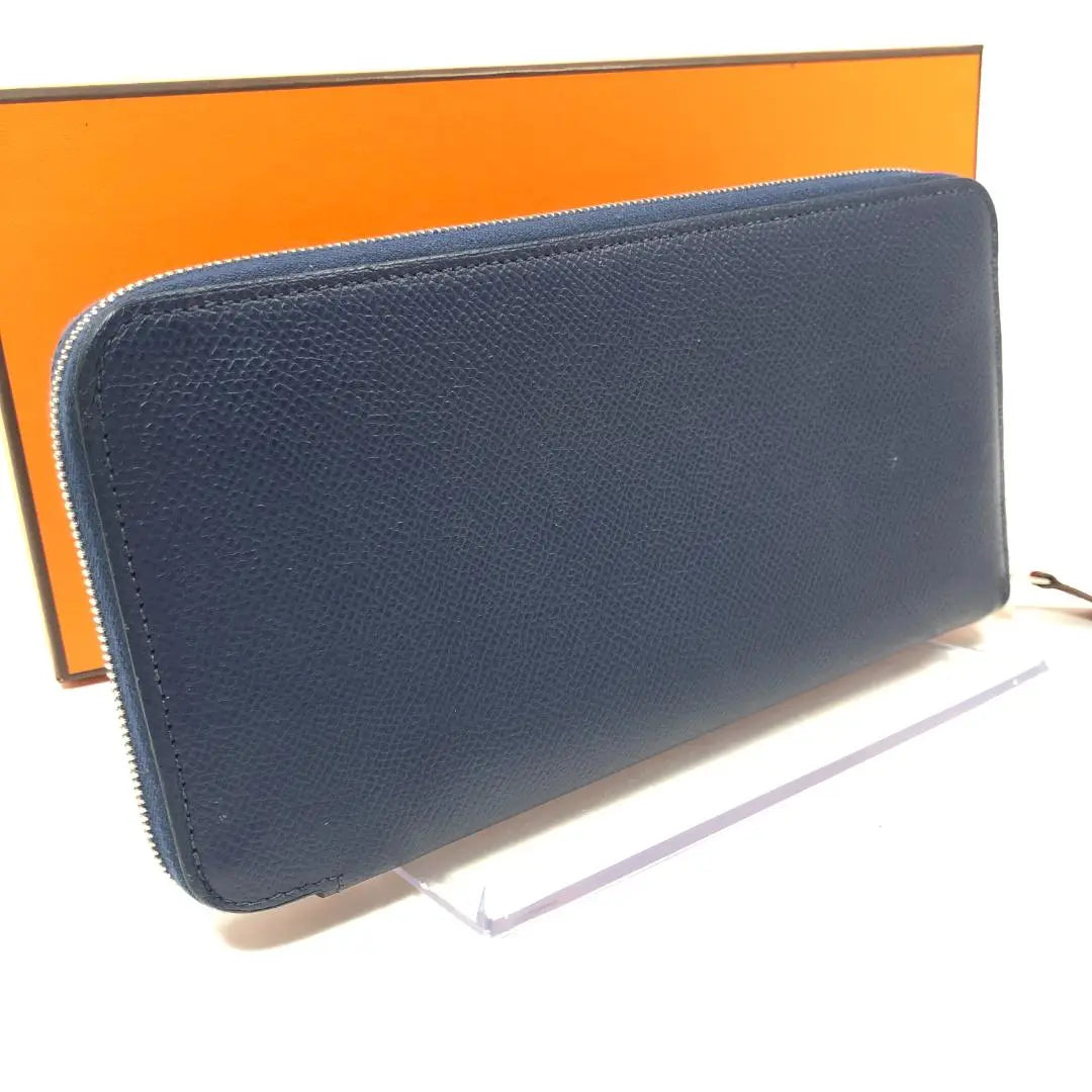 Cartera larga Hermes HERMES Azap Long Silk en caja azul marino