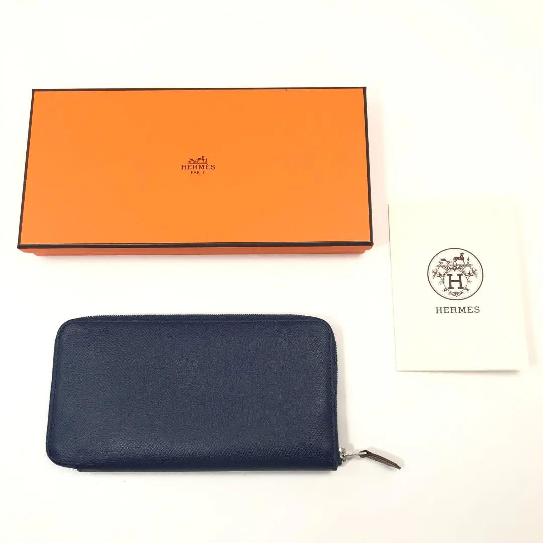 Hermes HERMES Long Wallet Azap Long Silk In Navy Boxed