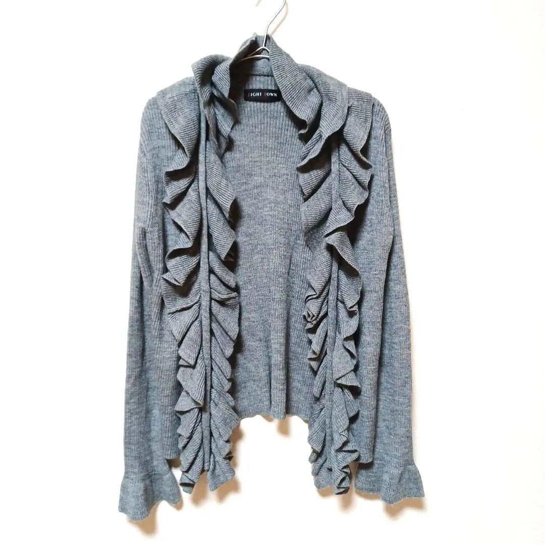 ⑯LICHT TOWN Frilled Cardigan Gray Size M Haori