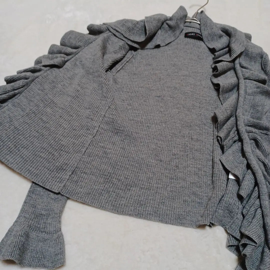 ⑯LICHT TOWN Frilled Cardigan Gray Size M Haori