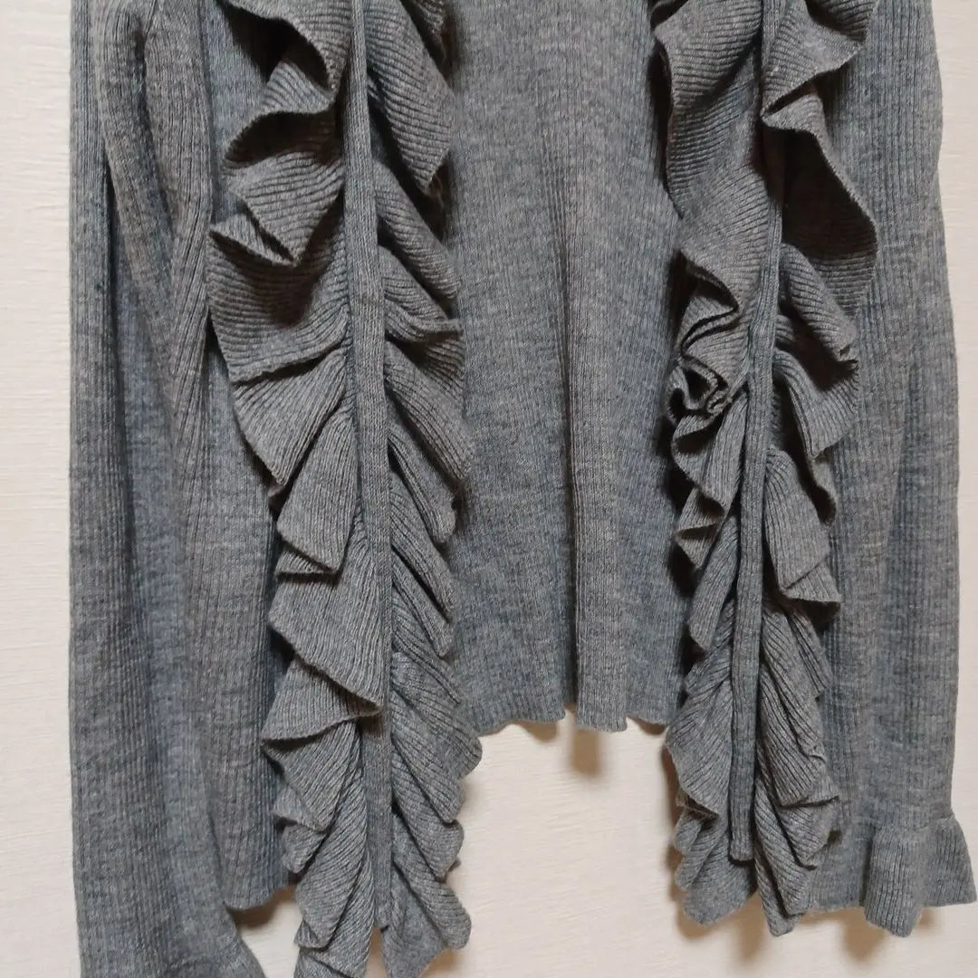 ⑯LICHT TOWN Frilled Cardigan Gray Size M Haori