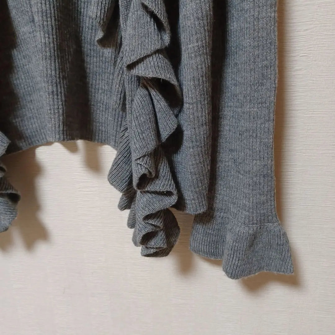 ⑯LICHT TOWN Frilled Cardigan Gray Size M Haori