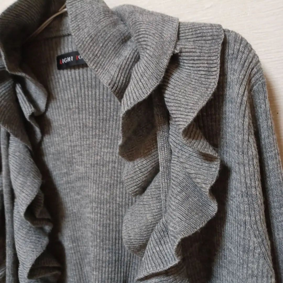 ⑯LICHT TOWN Frilled Cardigan Gray Size M Haori