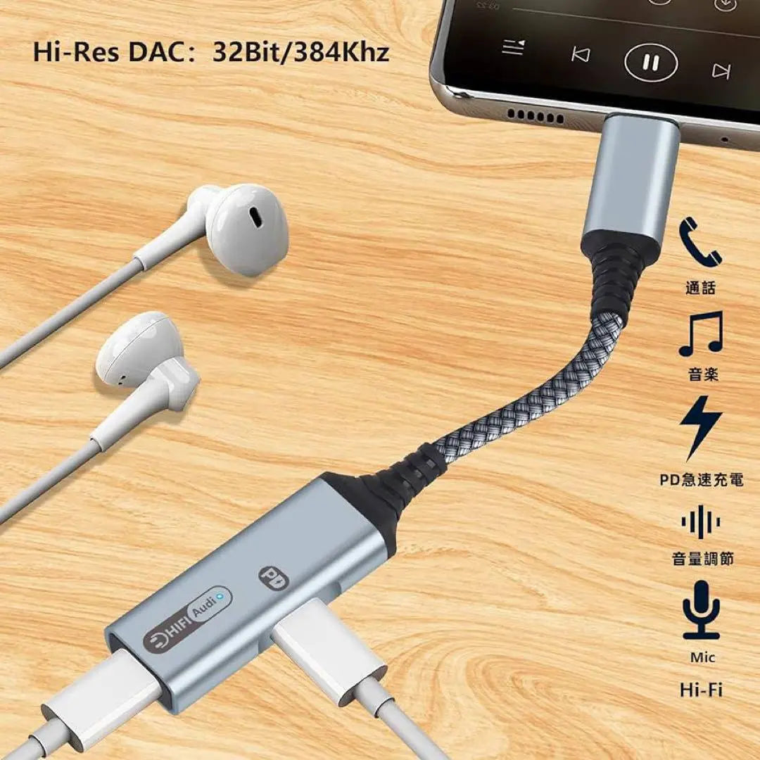 2in1 Type C Earphone Conversion Adapter USB Type-C Earphone Cable