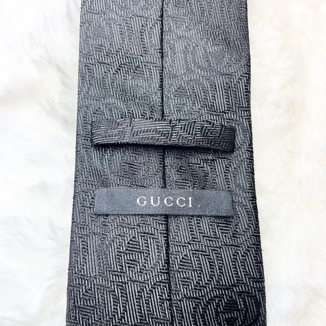 ✨ Casi sin usar ✨ GUCCI Gucci Tie GG patrón entrelazado negro | ✨ほぼ未使用✨GUCCI グッチ ネクタイ GG柄 インターロッキング ブラック