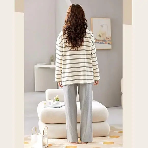 Loungewear for women, long sleeves, cotton, spring, autumn, pajamas, top and bottom set, loungewear