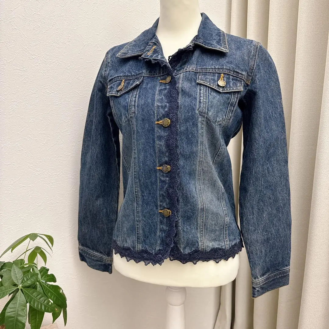 RosaCheri Lace Denim Jacket Washed Vintage Blue