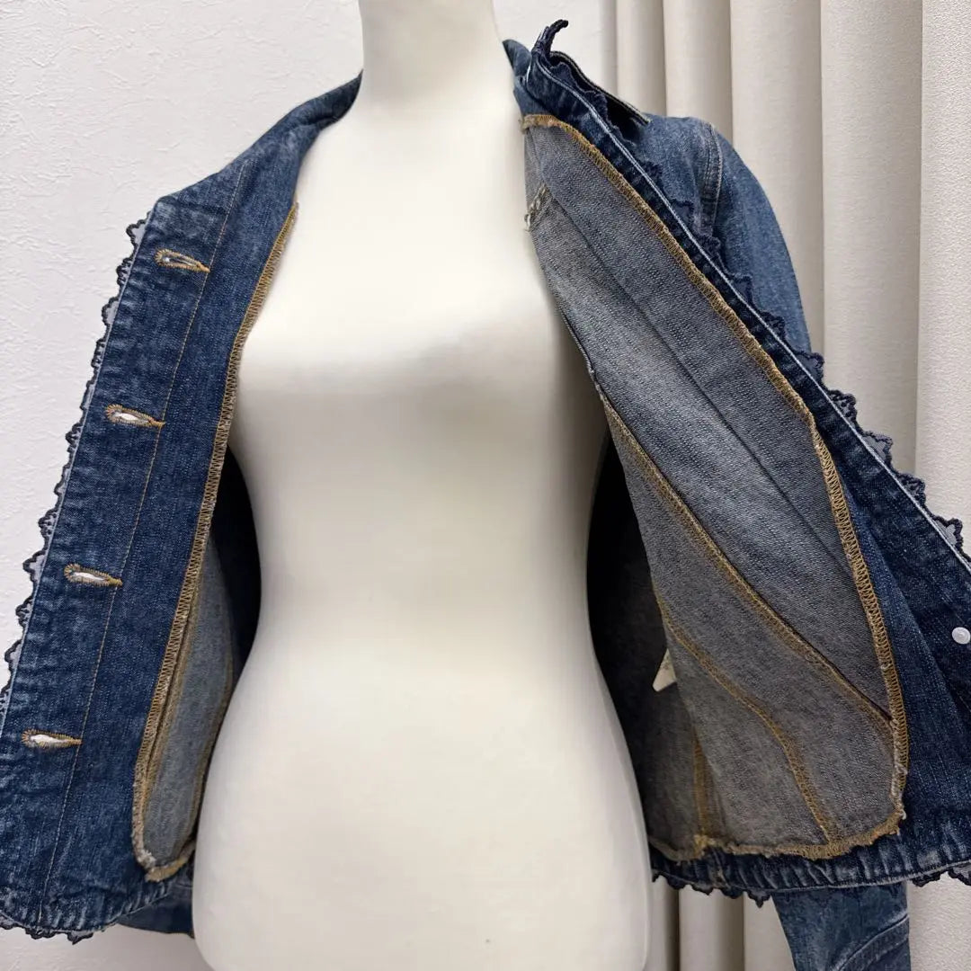 RosaCheri Lace Denim Jacket Washed Vintage Blue