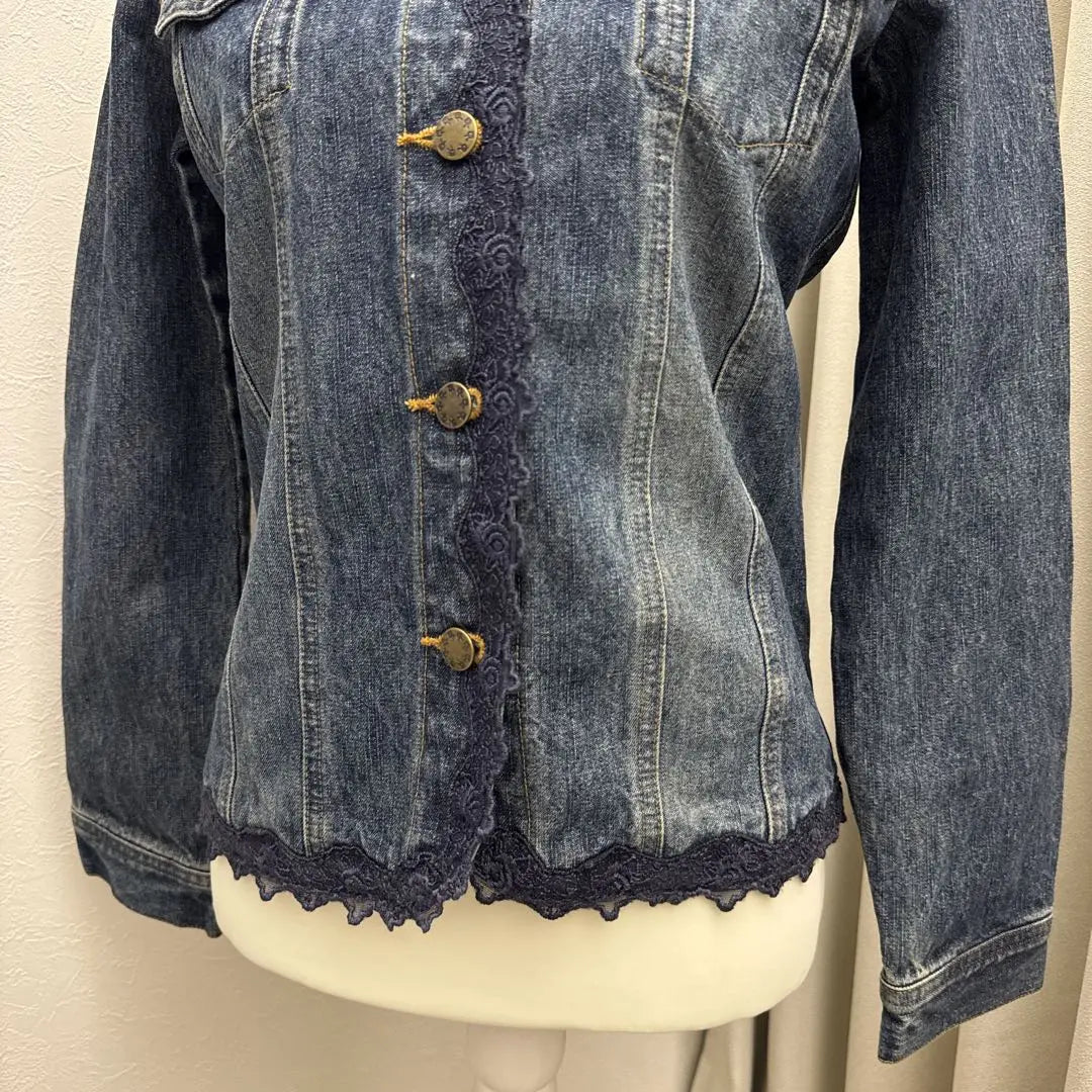 RosaCheri Lace Denim Jacket Washed Vintage Blue