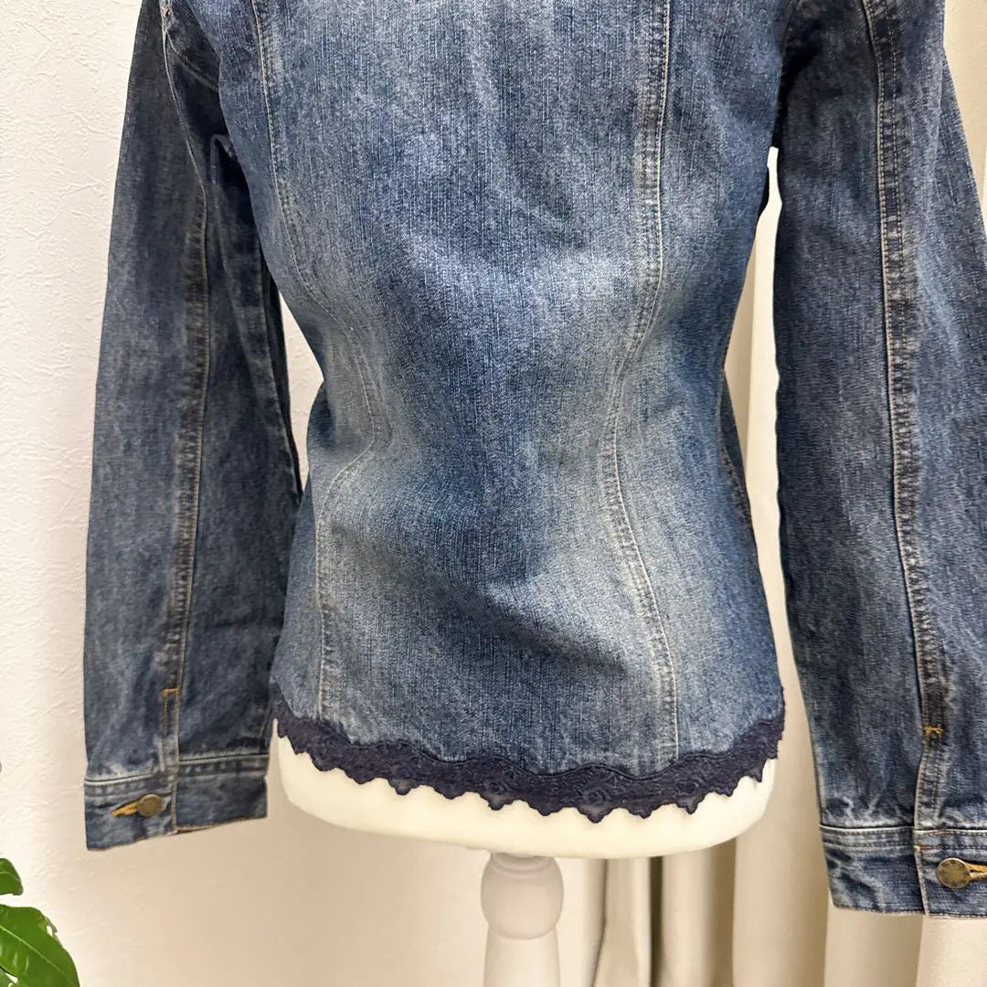 RosaCheri Lace Denim Jacket Washed Vintage Blue