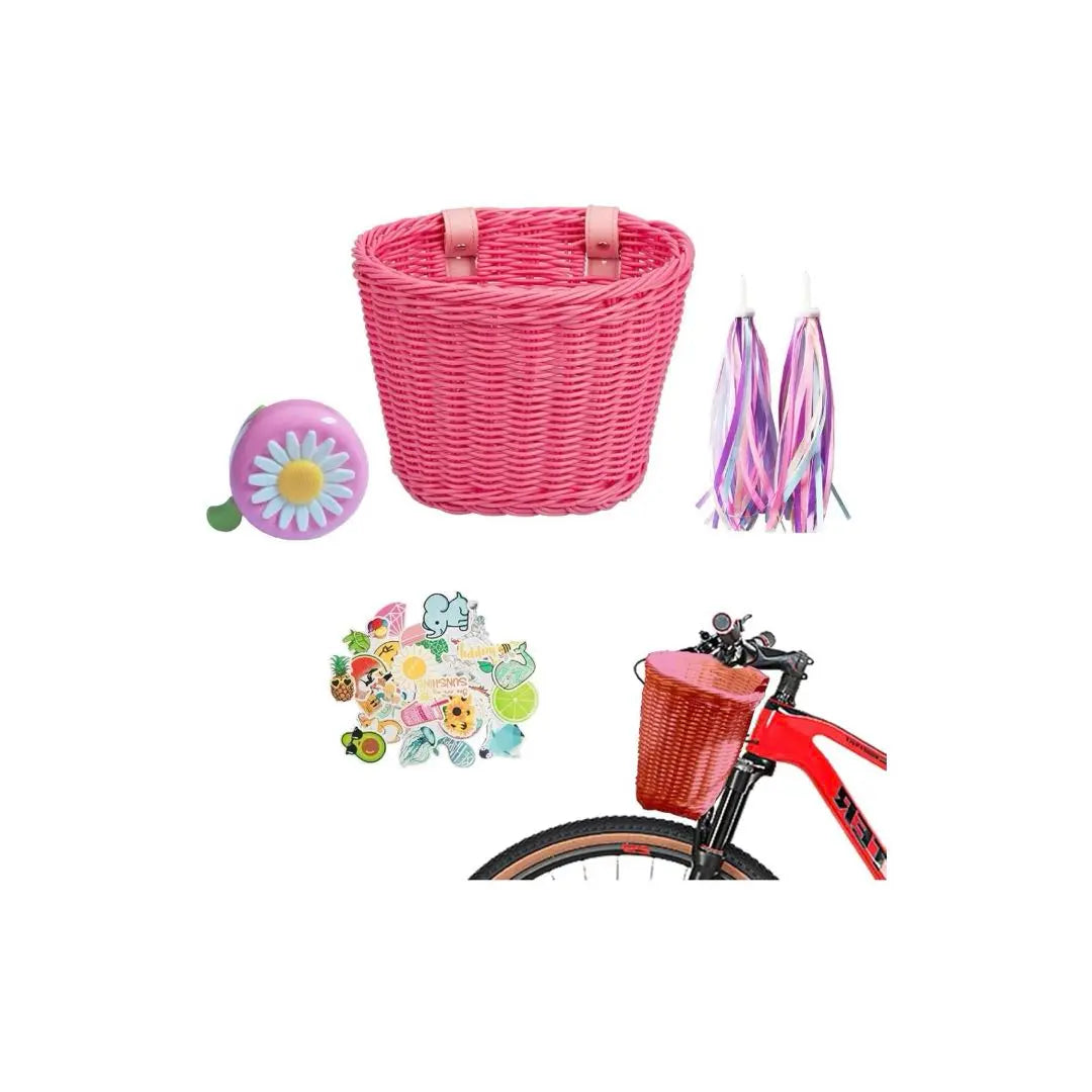 Bike Basket for Kids Waterproof Kids Bicycle Basket Pink | バイクバスケットキッズ用 防水子供用自転車バスケット ピンク