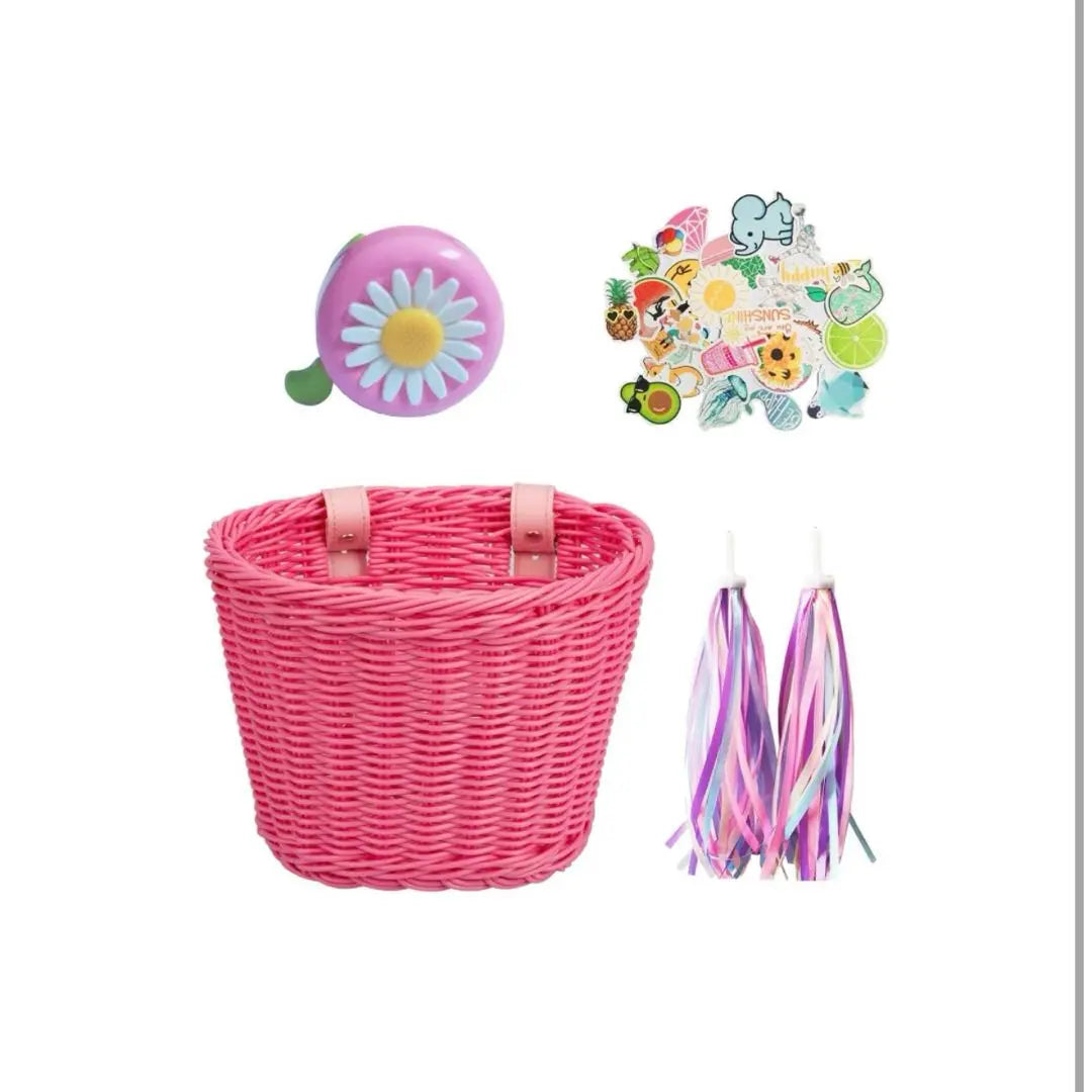 Bike Basket for Kids Waterproof Kids Bicycle Basket Pink | バイクバスケットキッズ用 防水子供用自転車バスケット ピンク