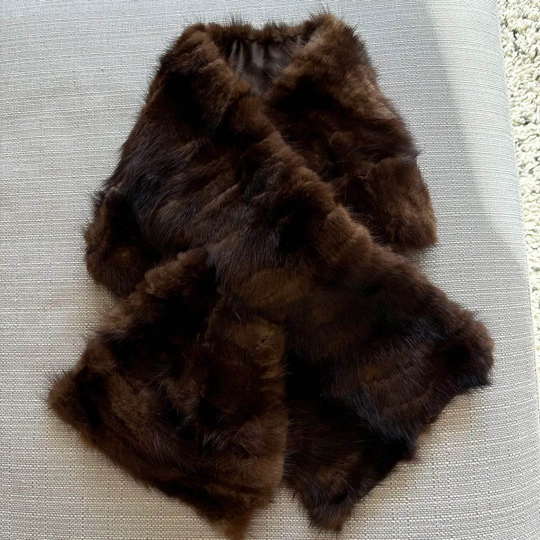 Unused, beautiful condition, mink, real fur shawl, dark brown