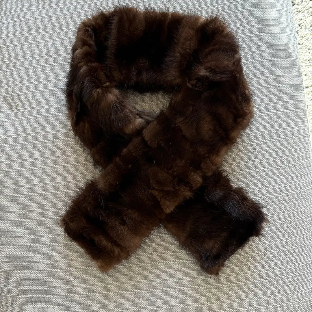 Unused, beautiful condition, mink, real fur shawl, dark brown