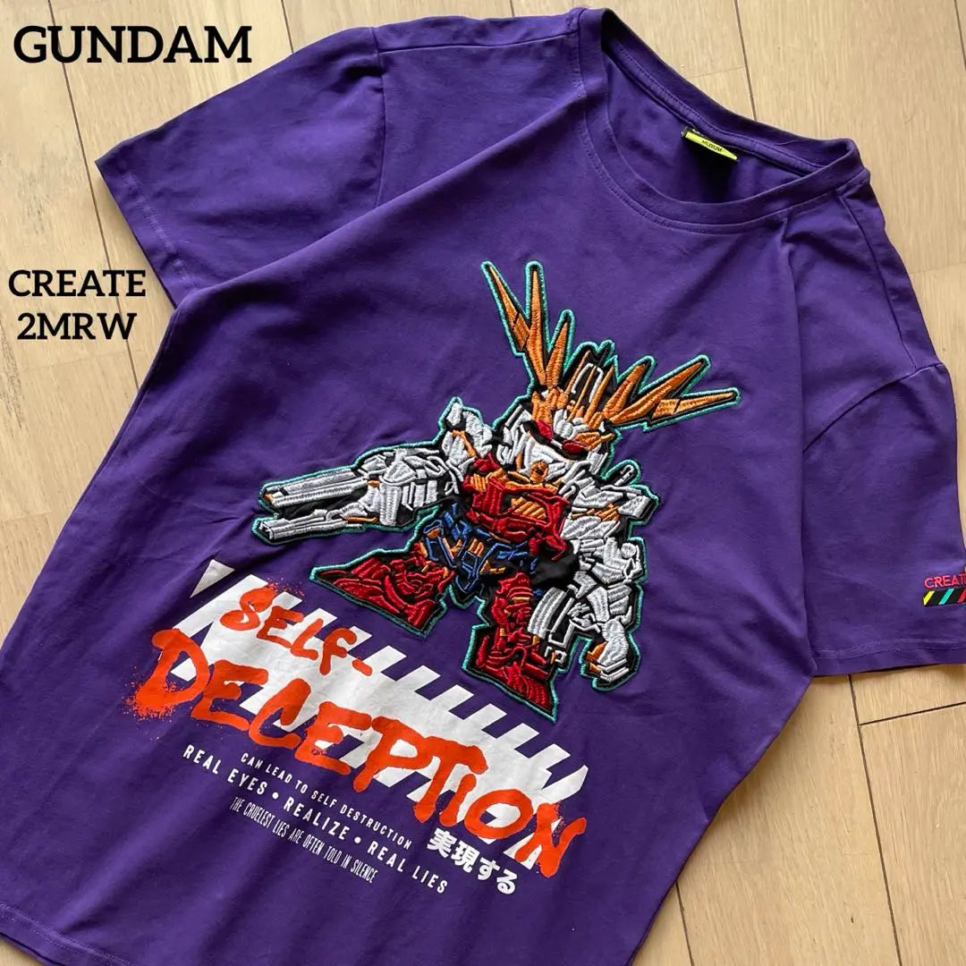 [Difícil de obtener] CREATE 2MRW GUNDAM Camiseta con bordado completo Gundam Púrpura | 【入手困難】CREAR 2MRW GUNDAM ガンダム 全刺繍 tシャツ 紫