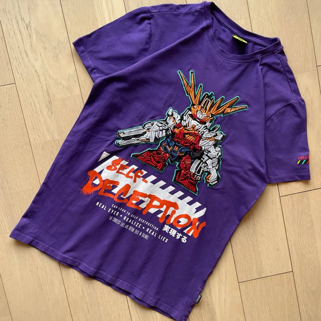 [Difficult to obtain] CREATE 2MRW GUNDAM Gundam Full Embroidery T -shirt Purple | 【入手困難】CREATE 2MRW GUNDAM ガンダム　全刺繍　tシャツ 紫