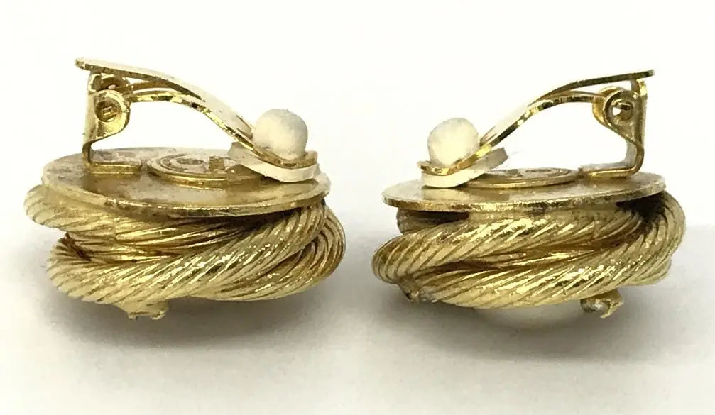 CHANEL Old Chanel Fake Pearl Earrings Rhinestone