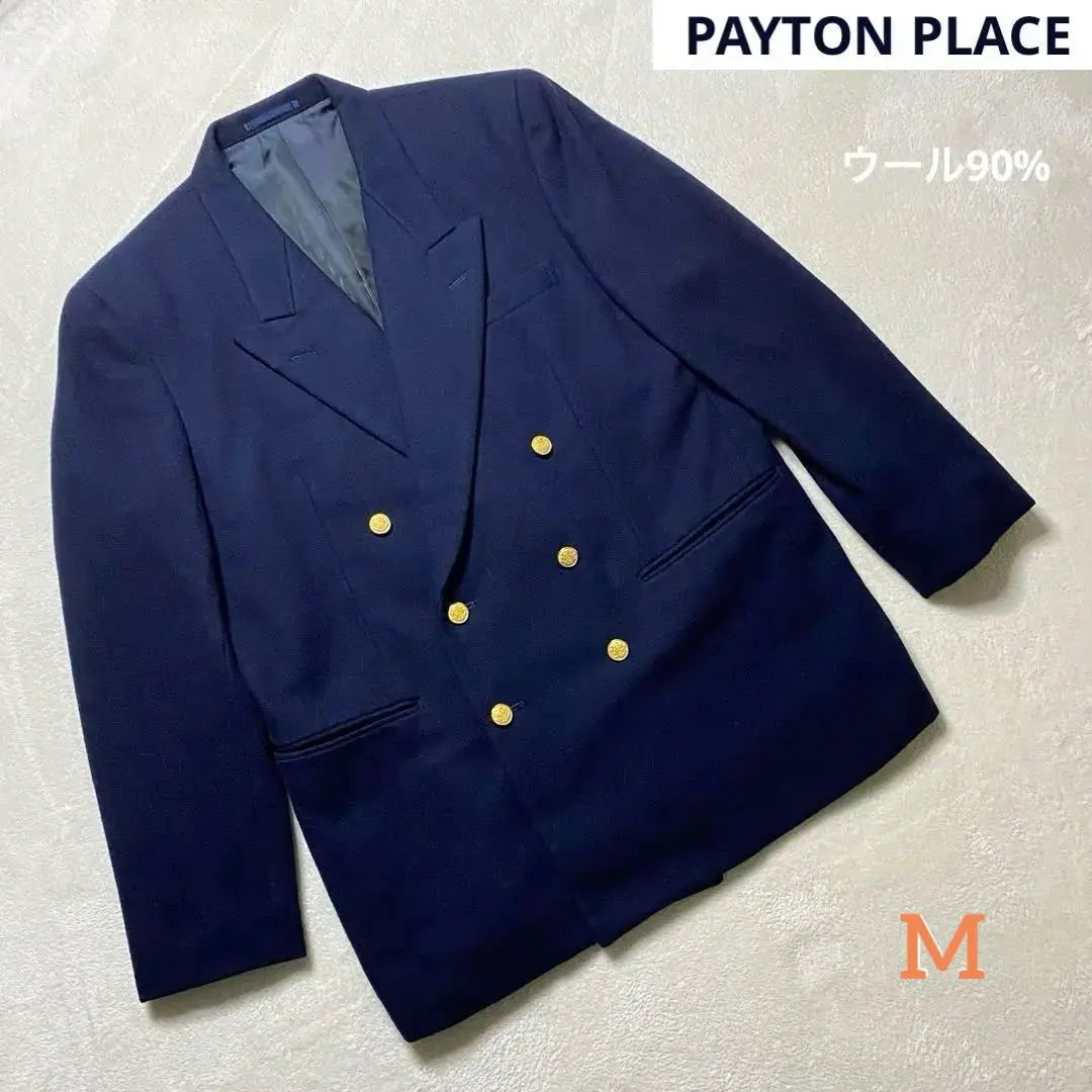 PaytonPlace Navy Breath Double Gold Button 90% Wool Men's Autumn Winter Spring