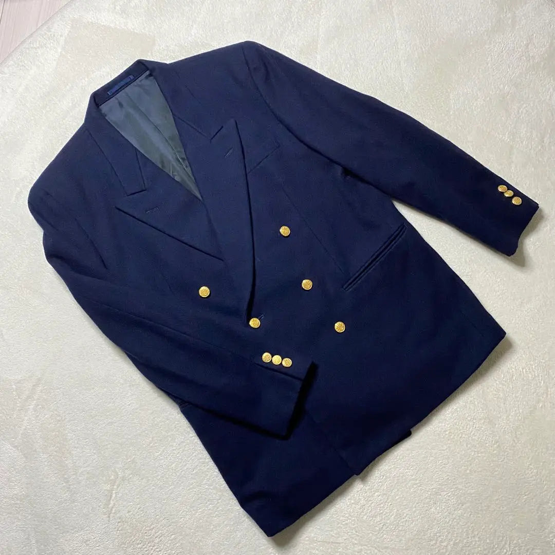 PaytonPlace Navy Breath Double Gold Button 90% Wool Men's Autumn Winter Spring