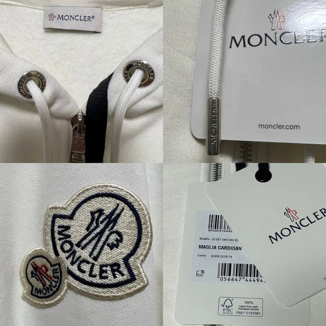 Juego de 2 ☆ ¡Sin usar y auténtico! Mujer MONCLER Camiseta larga con capucha L Blanco y Negro | 2点セット☆未使用・本物保証！MONCLER パーカー ロングTシャツ L 白黒