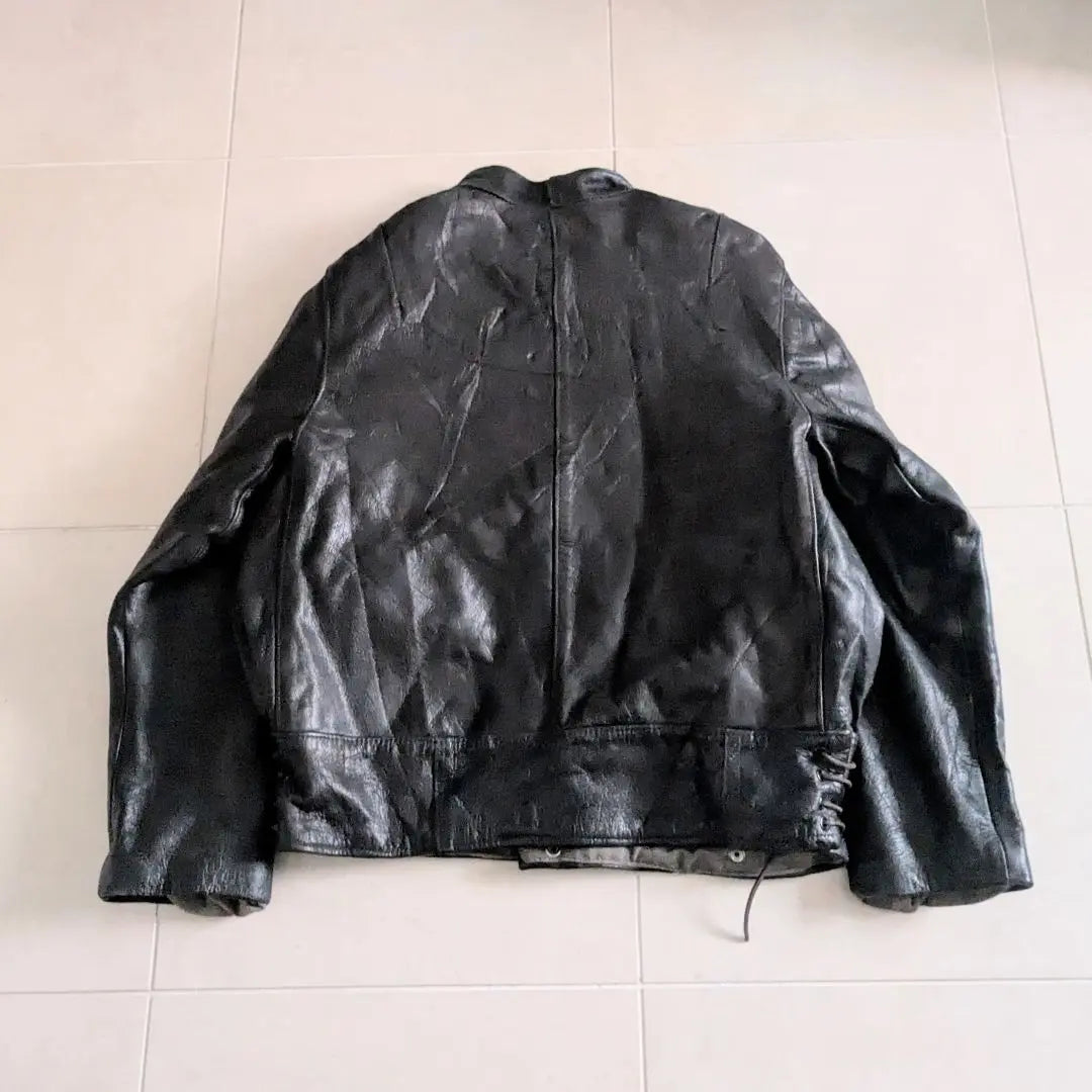 Chaqueta de cuero para motocicleta del ejército sueco de los años 40, estilo militar