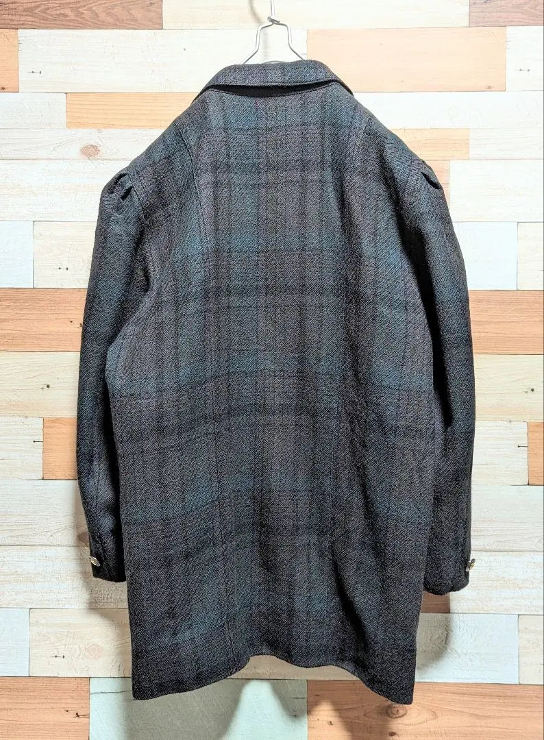 [Made in Japan] Jacket coat, check pattern, tailored jacket, lining, tuck | 【日本製】ジャケットコート　チェック柄　テーラードジャケット　裏地付き　タック