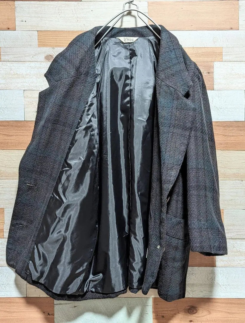 [Made in Japan] Jacket coat, check pattern, tailored jacket, lining, tuck | 【日本製】ジャケットコート　チェック柄　テーラードジャケット　裏地付き　タック