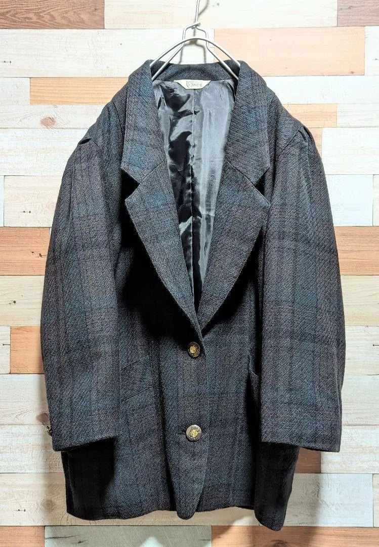 [Made in Japan] Jacket coat, check pattern, tailored jacket, lining, tuck | 【日本製】ジャケットコート　チェック柄　テーラードジャケット　裏地付き　タック