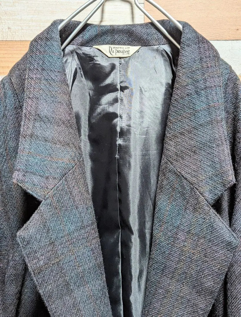 [Made in Japan] Jacket coat, check pattern, tailored jacket, lining, tuck | 【日本製】ジャケットコート　チェック柄　テーラードジャケット　裏地付き　タック