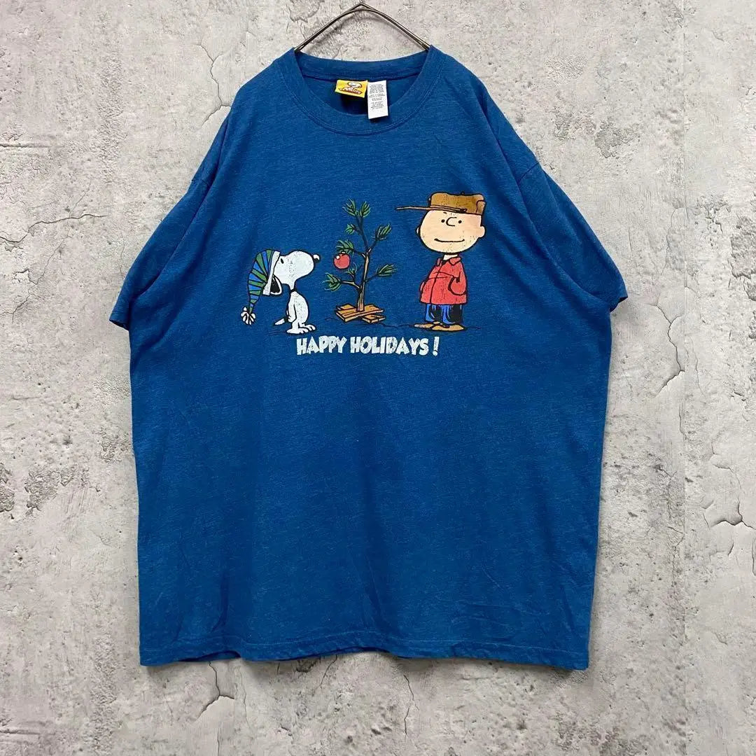 Rare [old clothes] Peanut Snoopy T -shirt Blue Men 2XL | レア【古着】ピーナッツ スヌーピーTシャツ ブルー メンズ2XL