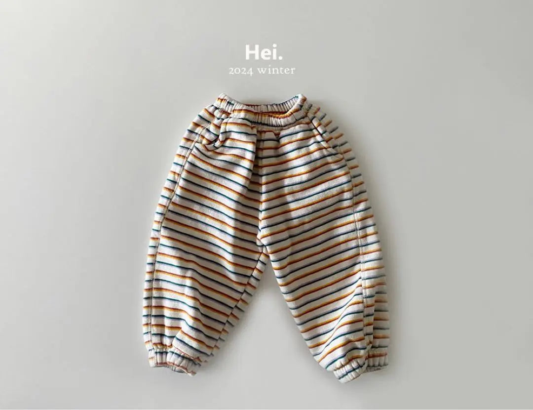 Ropa para niños coreanos, auténticos pantalones tipo jogger con borde Hei | 韓国子供服 正規品 Hei ボーダー ジョガーパンツ