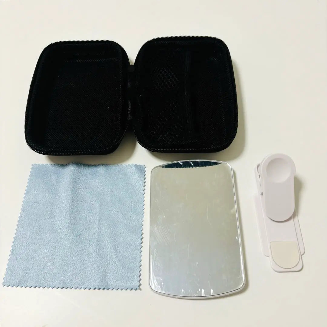 Reflective photo for smartphones, lens clip, mirror, storage case included, white, unused