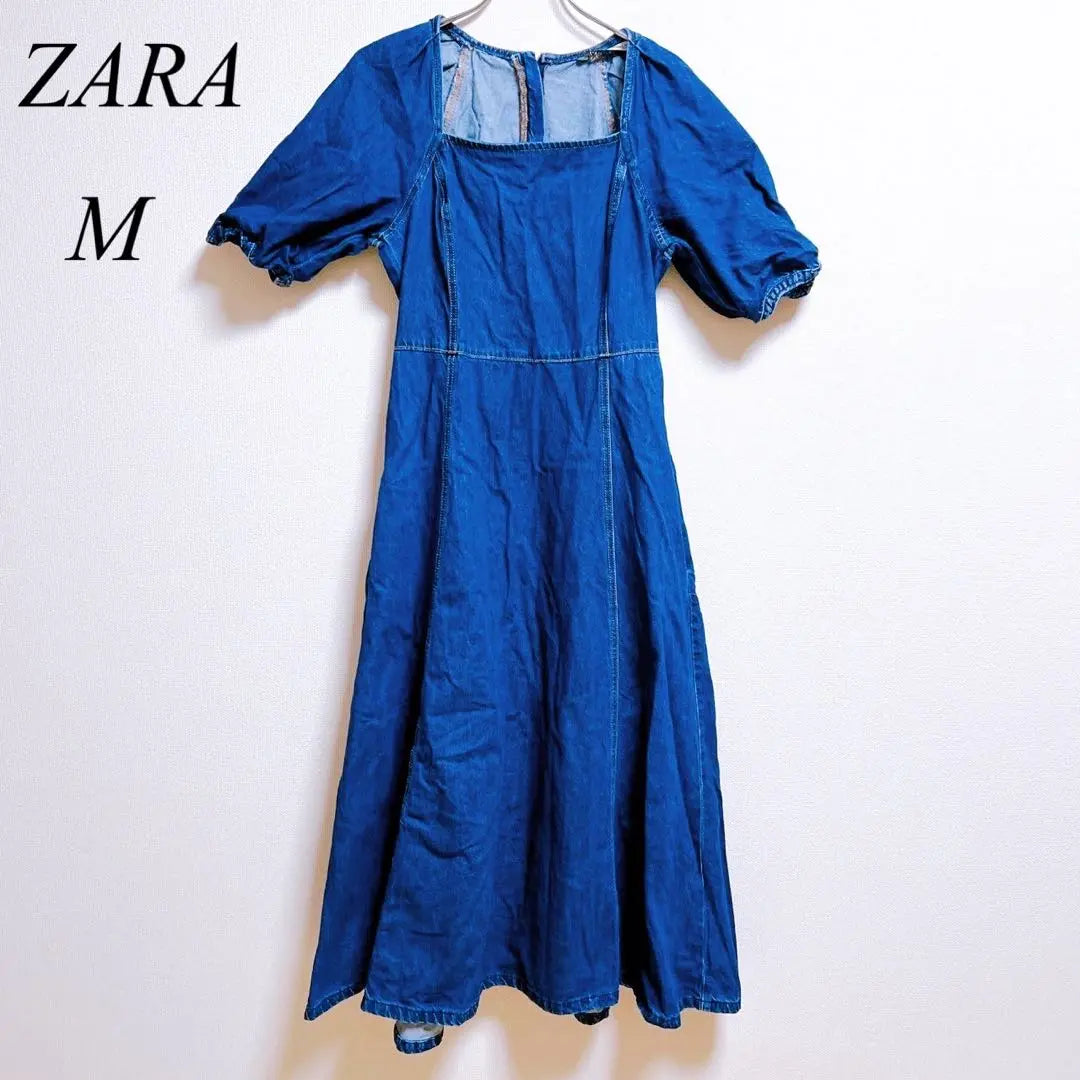 N1151 [Zara] Denim One Piece M size Blue Simple Simple Design