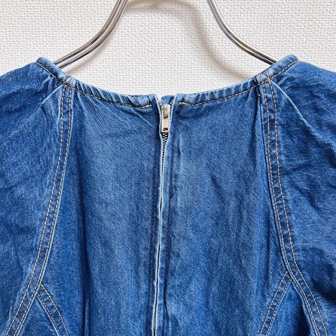 N1151 [Zara] Denim One Piece M size Blue Simple Simple Design