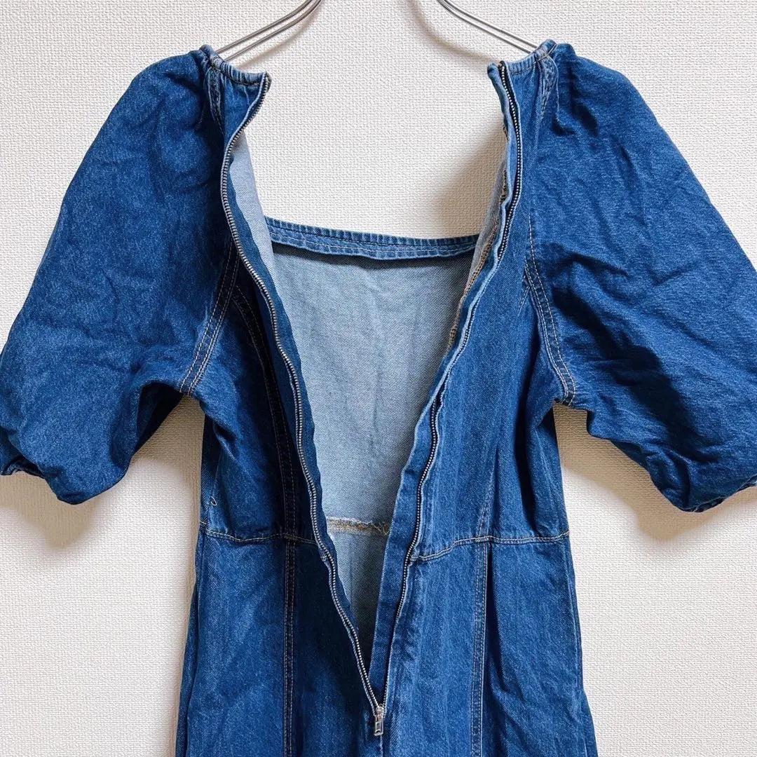 N1151 [Zara] Denim One Piece M size Blue Simple Simple Design