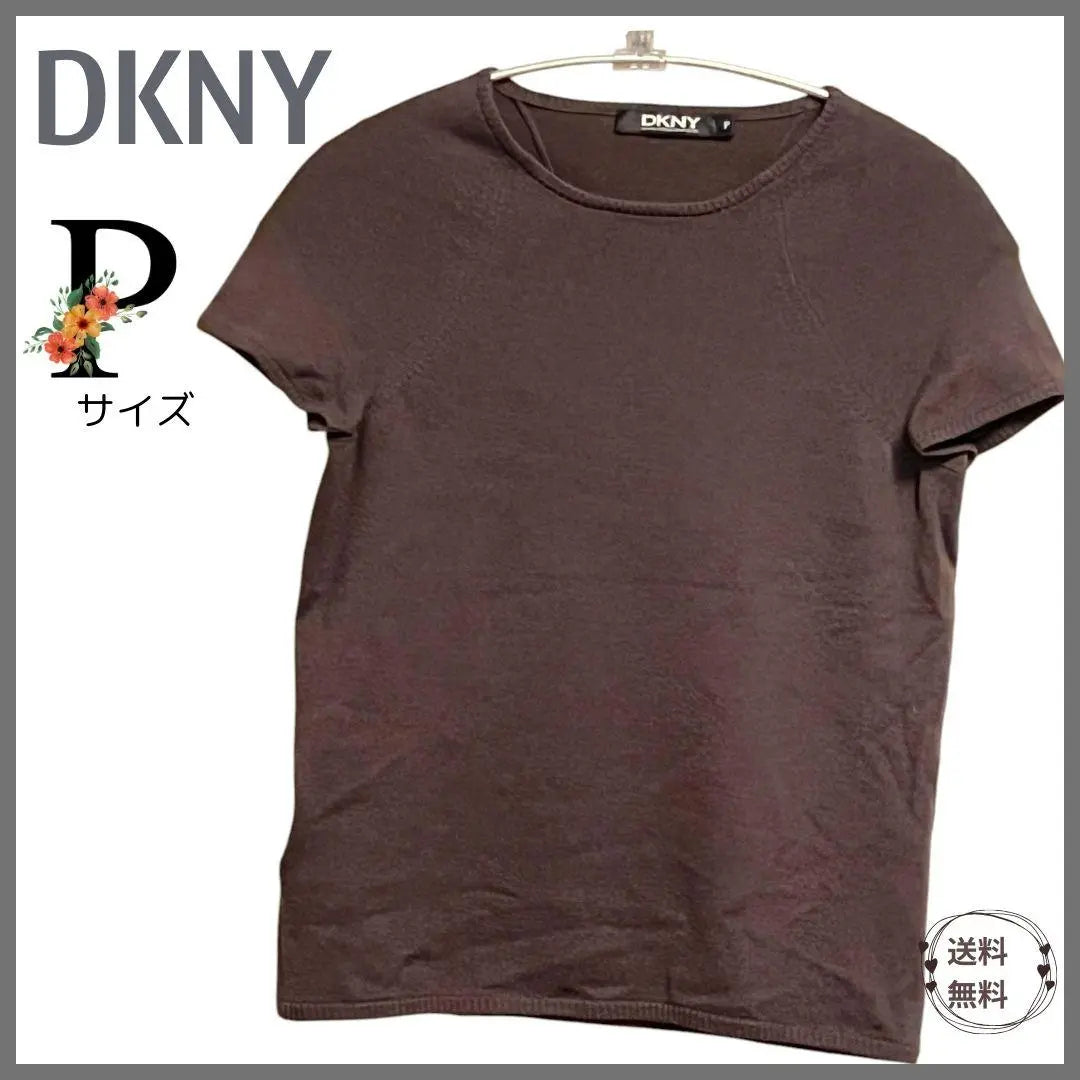 [Buen estado] Jersey de punto de lana de manga corta DKNY marrón 210.KR.N2 P (talla 7)