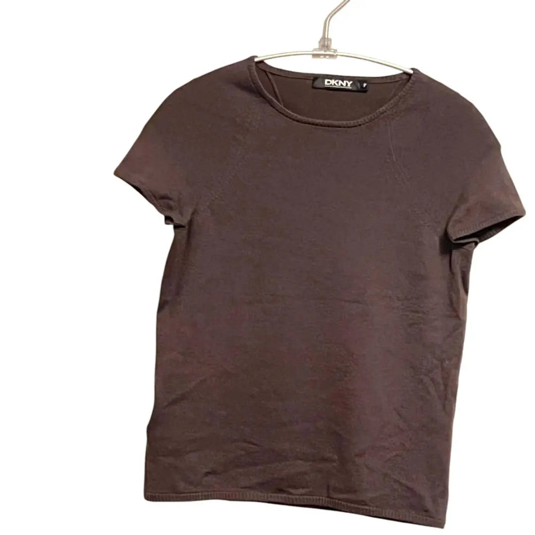 [Good condition] DKNY Short-sleeved Wool Knit Brown 210.KR.N2 P (7 size)