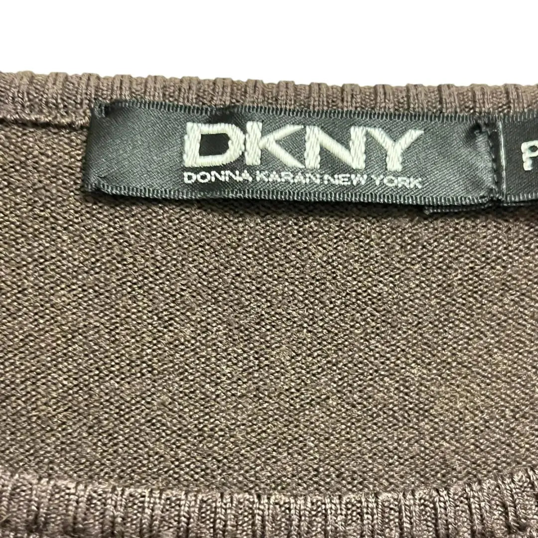 [Buen estado] Jersey de punto de lana de manga corta DKNY marrón 210.KR.N2 P (talla 7)